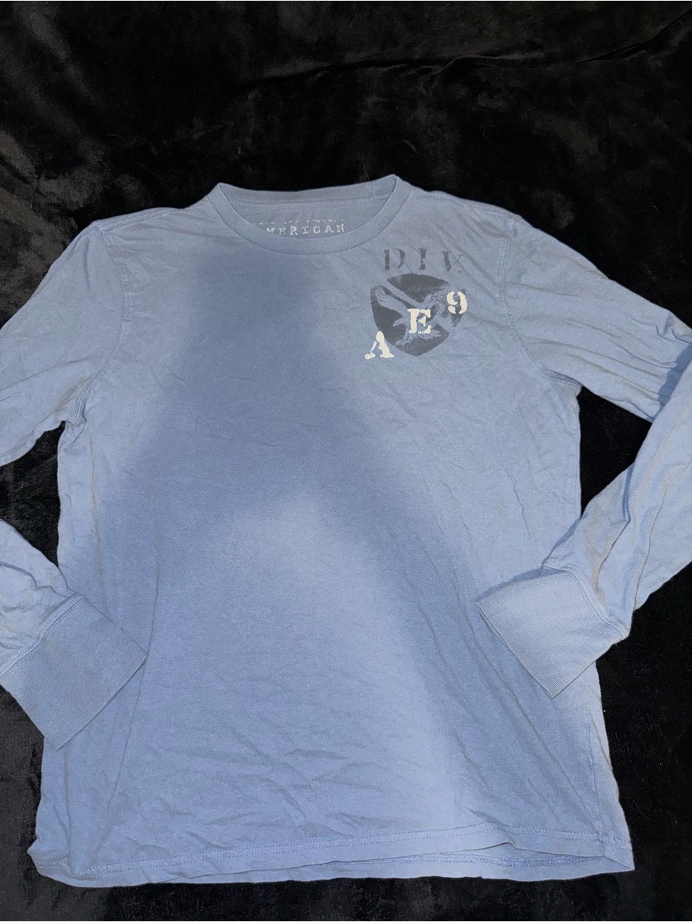 American Eagle Outfitters Men’s Long-Sleeve Crewneck Tee in Dusty Blue